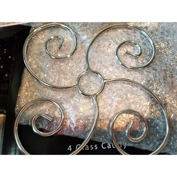 Wine Things Glass Go Round 4-Glass Decorative Caddy, Chrome Goes over the Wine B - Picture 6 of 7